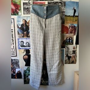 Chanel High-Waisted Tweed & Jean Pants